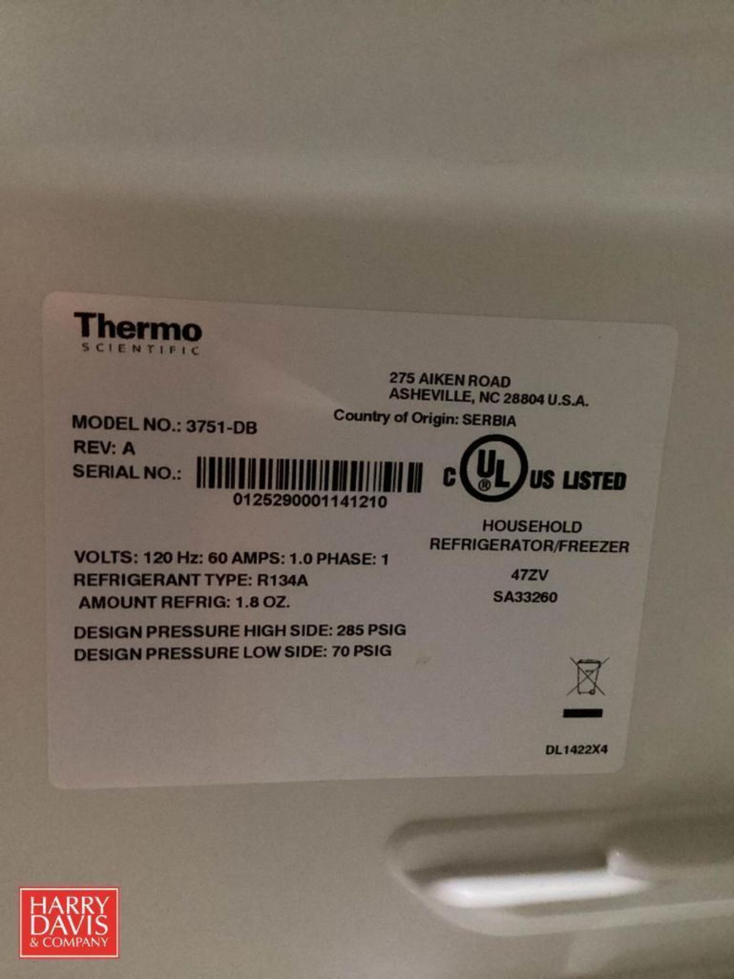 Thermo Scientific 3751-DB Household Refrigerator/Freezer - Image 5 of 5