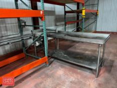 S/S Framed Power Conveyor, Dimensions = 21' x 3.25" with S/S Collection Table with Shelf