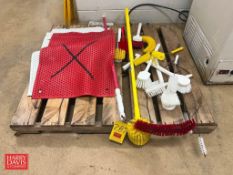 Assorted Brushes, Scrubbers and Rubber Mats - Rigging Fee: $65