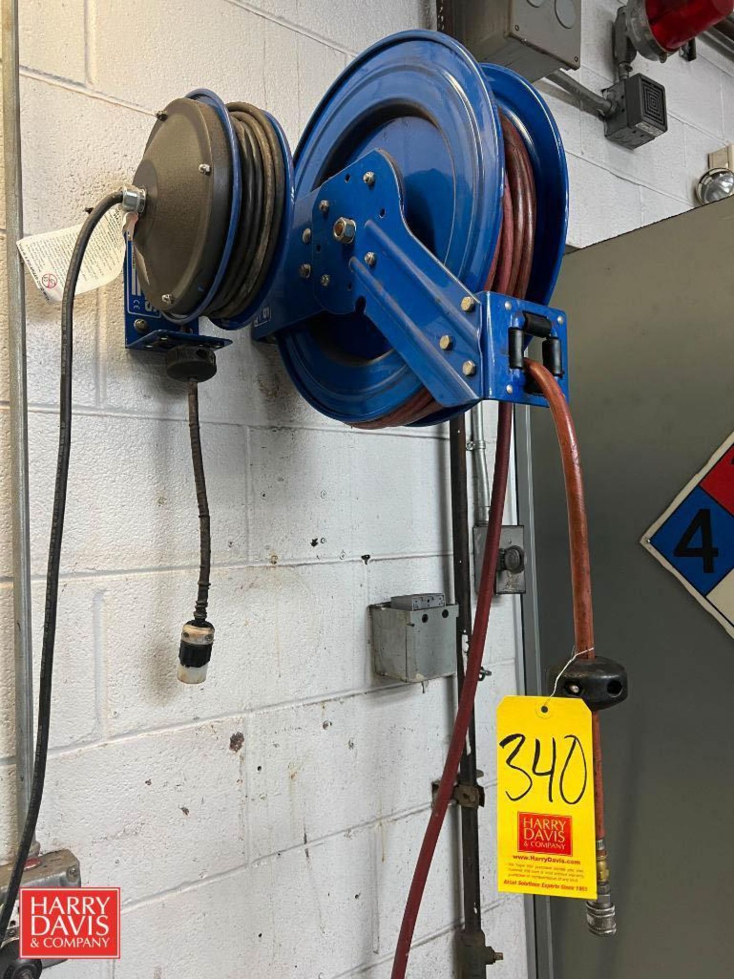 (2) Coxreels Hose Reals with Air Hose and Nozzle - Rigging Fee: $150