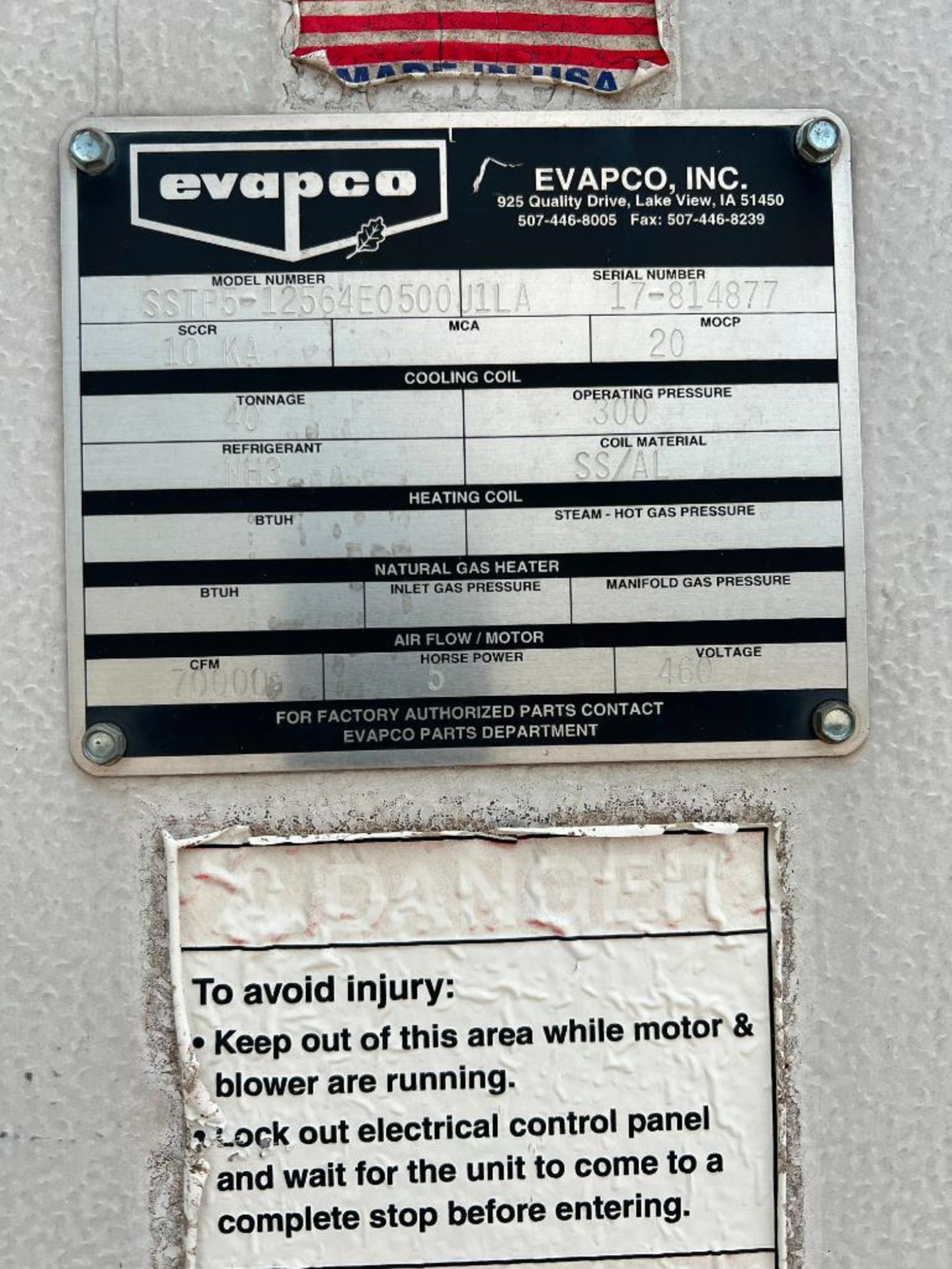 EVAPCO Penthouse Evaporator, Model: SSTP5-12564E0500J1LA, S/N: 17-814677 - Rigging Fee: $7,000 - Image 4 of 4
