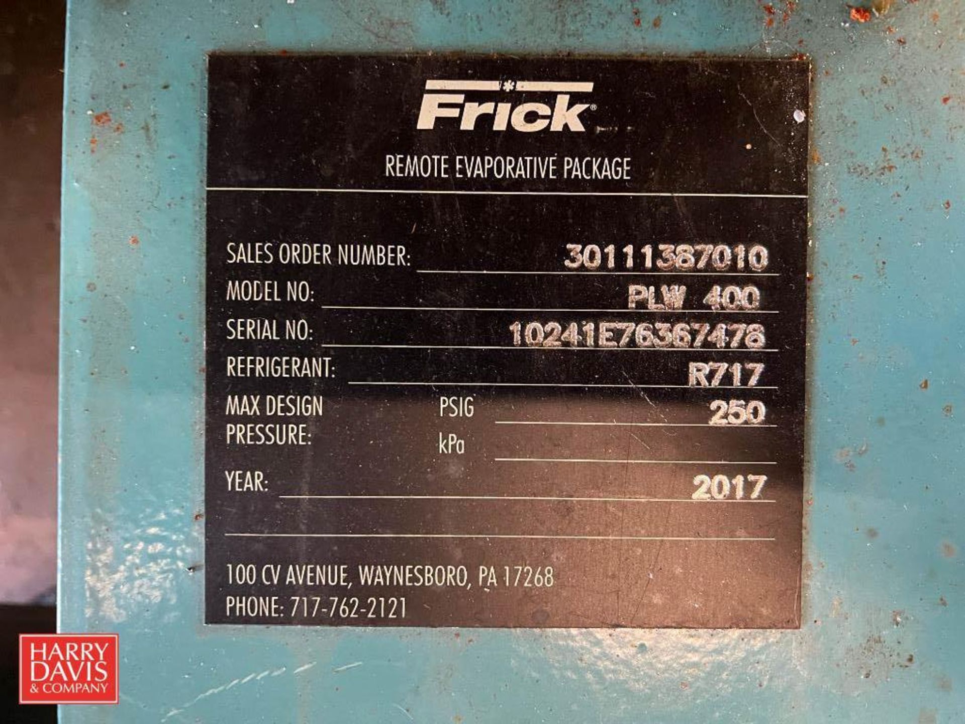 2017 Frick Remote Evaporative Package, Model: PLW 400, S/N: 10241E76367478 - Rigging Fee: $1750 - Image 2 of 3