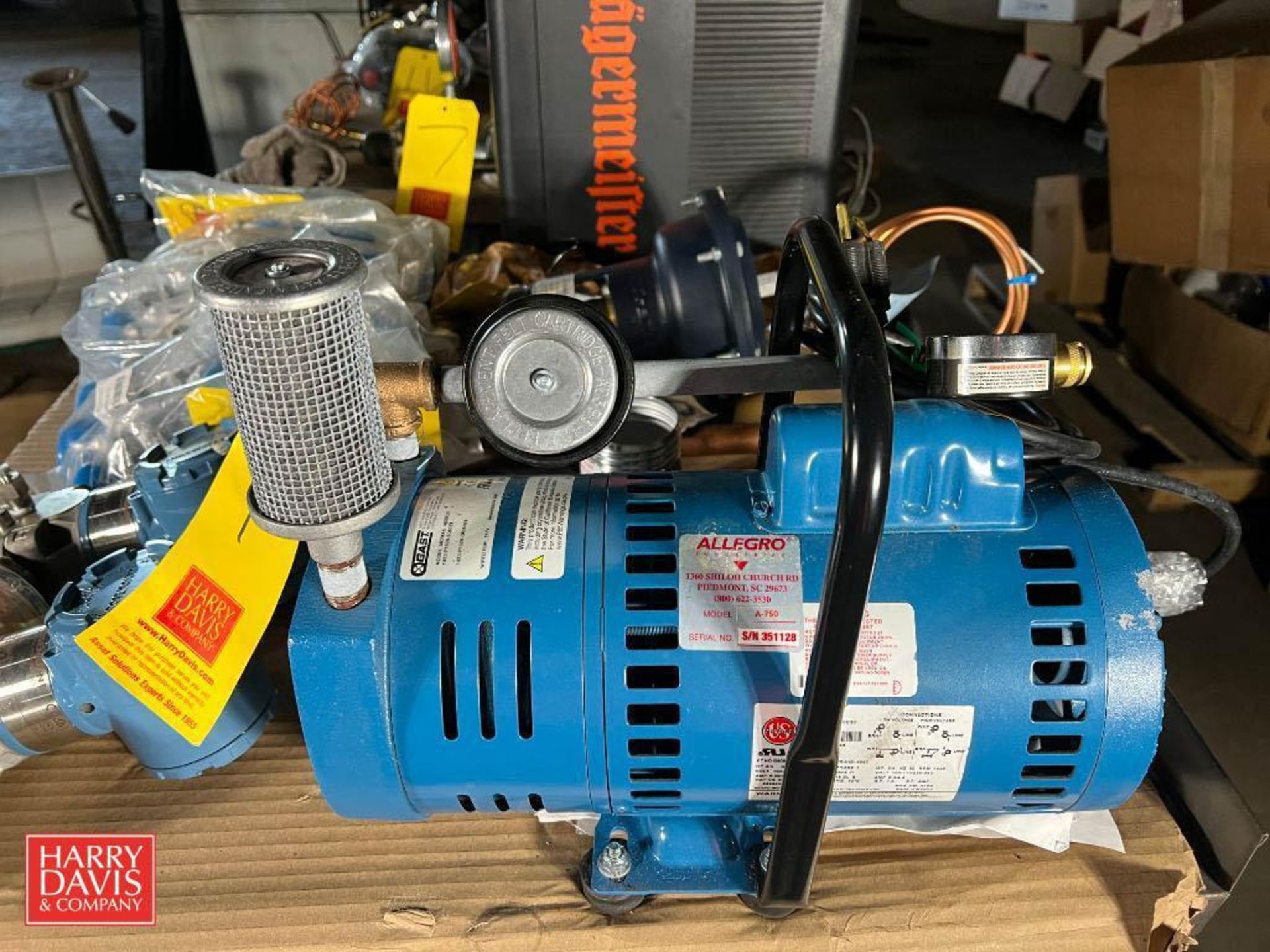 NEW Gast Compressor Vacuum Pump, Model: 1023-P152A-SG608X with Pressure Gauge - Rigging Fee: $25