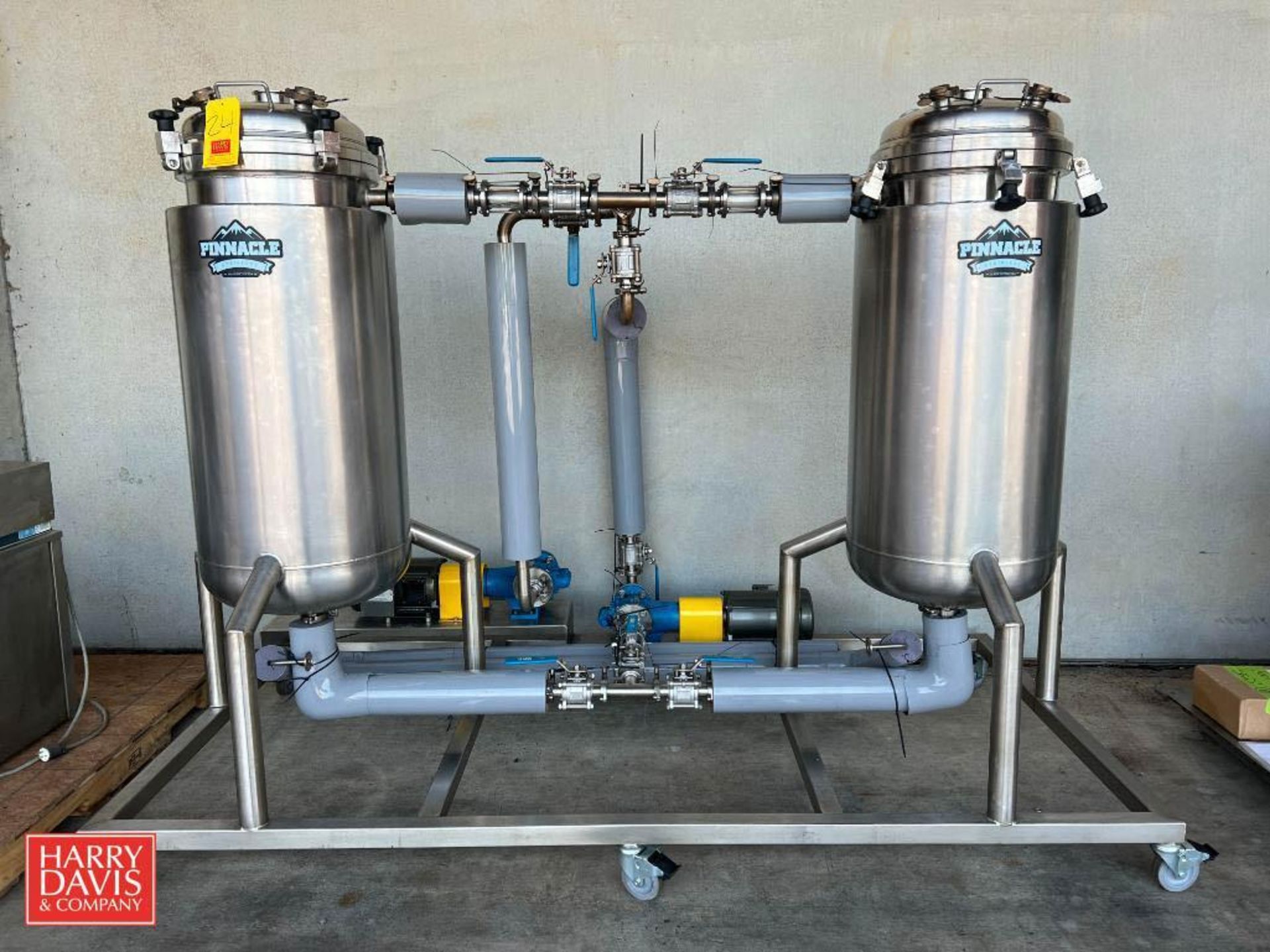 Pinnacle Stainless Mobile Alcohol Extraction Skid, S/N: PSRS-074-19 with (2) 100 Liter S/S Dimpled