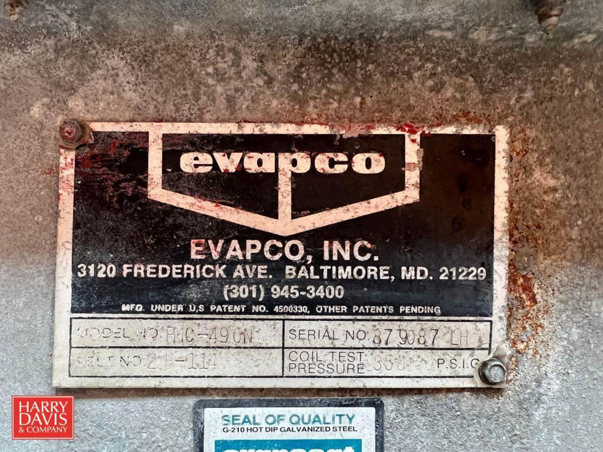 Evasco Evaporative Condenser, Model: PMC-490N, S/N: 879087 LH - Rigging Fee: $3500 - Image 2 of 2