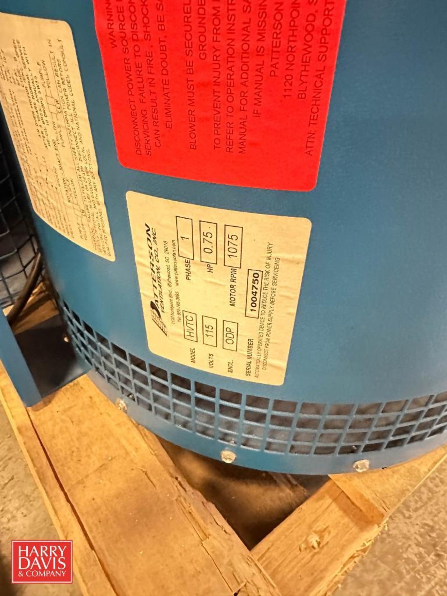 Patterson Dock Blower, Model: HVTC - Rigging Fee: $75 - Image 2 of 2