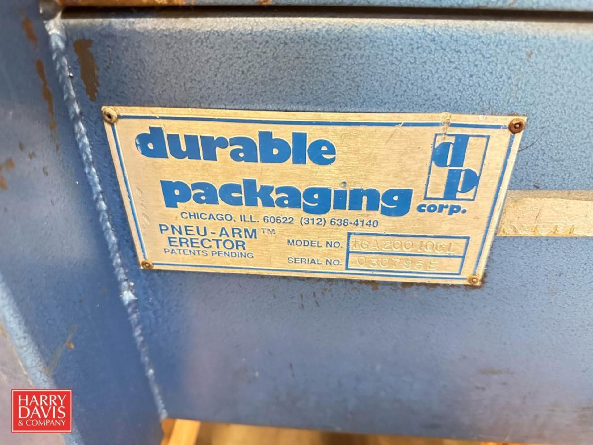Durable Packaging Pneu-Arm Case Erector, Model: TGA200100L, S/N: 03795F - Rigging Fee: $750 - Image 3 of 3