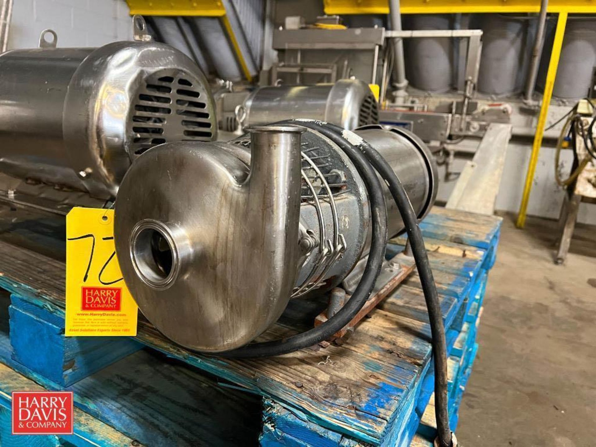 Tri-Clover Centrifugal Pump with Baldor S/S Clad 5 HP 3,500 RPM Motor - Rigging Fee: $100