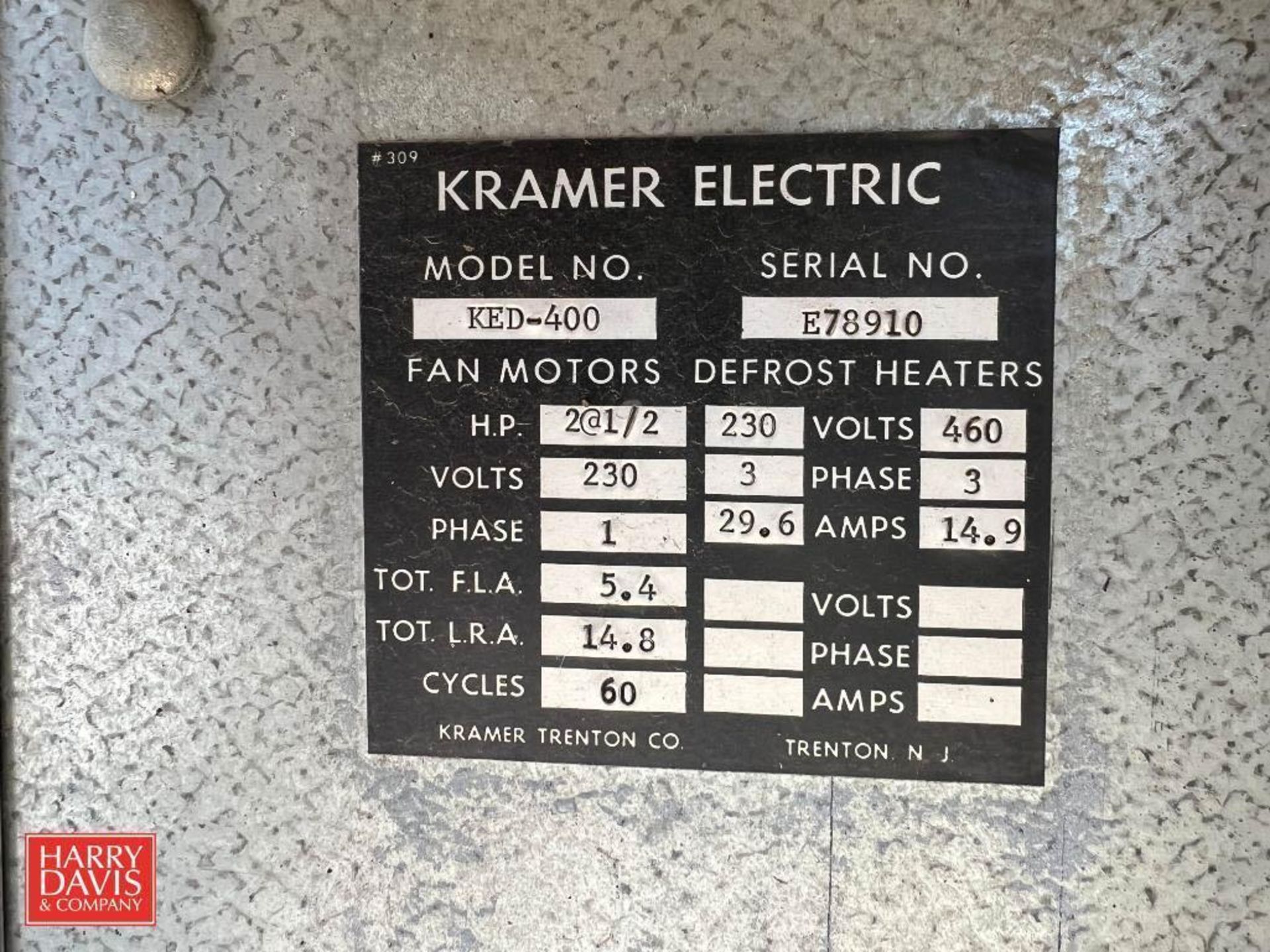 Kramer Electric 2-Fan Evaporator, Model: KED-400, S/N: E78910 - Rigging Fee: $375 - Bild 2 aus 2