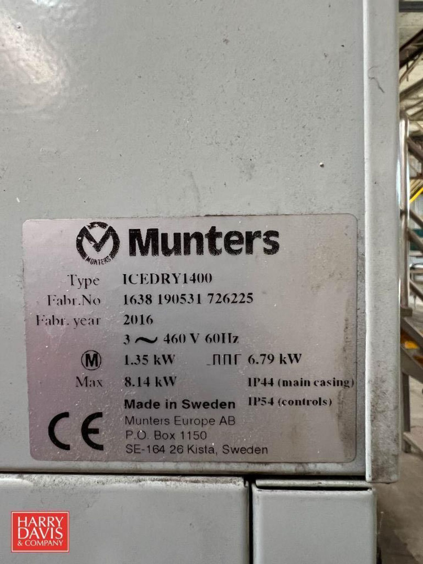 2016 Munters Stand-Alone Dehumidifier, Model: ICEDRY 1400, S/N: 1638 190531 726225 - Image 2 of 2