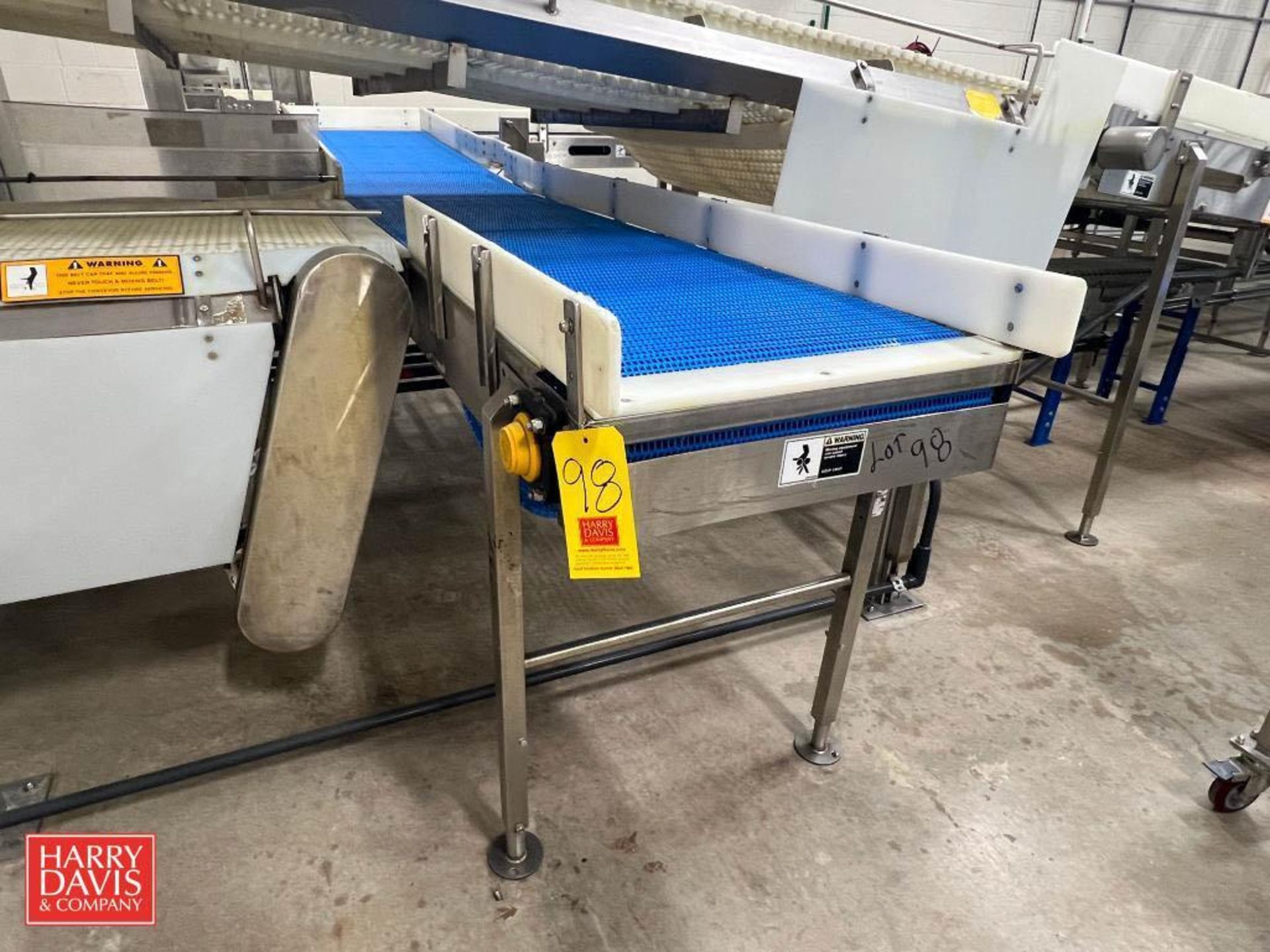 S/S Framed Inclined Power Conveyor with Plastic Chain; Dimensions: 11' x 2' - Rigging Fee: $190