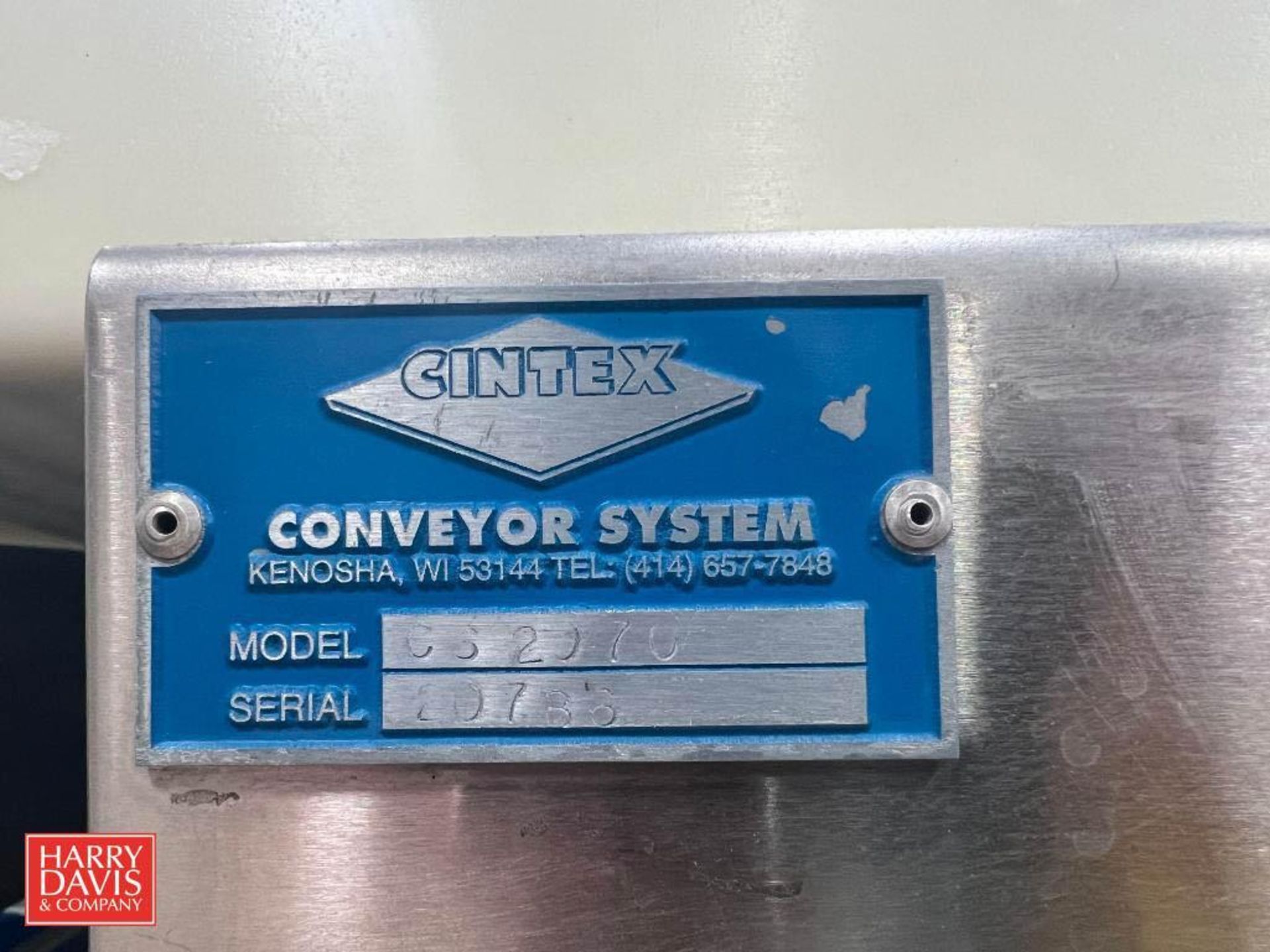 Cintex Metal Detector, Model: CS2070, S/N: 20788 and Conveyor; Dimensions: 26" Length x 24" Width - Image 3 of 3