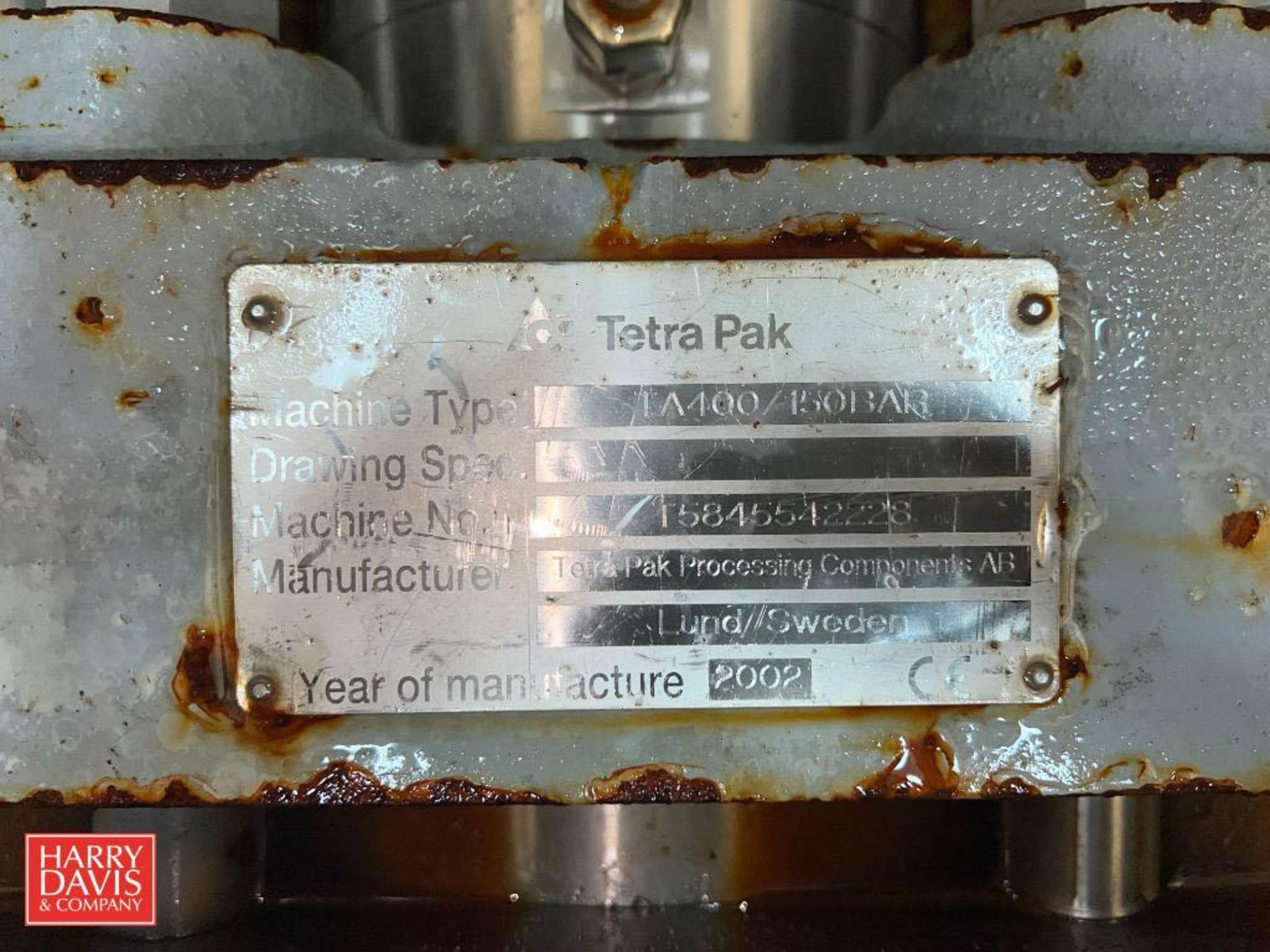 Tetra Pak Homogenizer, Model: TA400/150BAR, S/N: T5845542228 - Rigging Fee: $750 - Image 6 of 6