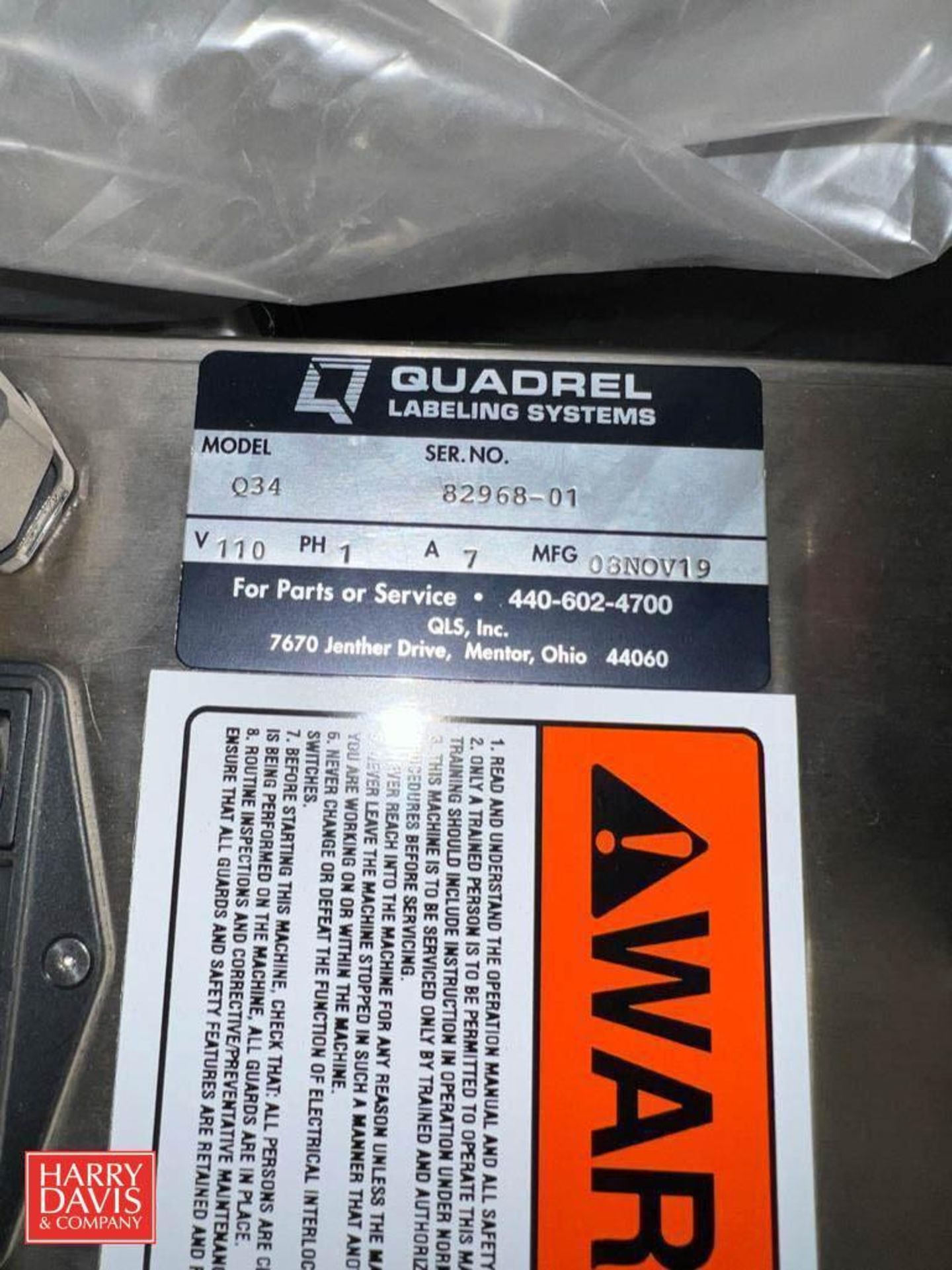 2019 Quadrel Labeler, Model: Q34 (Back-Up Labeler For Lot 6) - Rigging Fee: $150 - Image 2 of 2