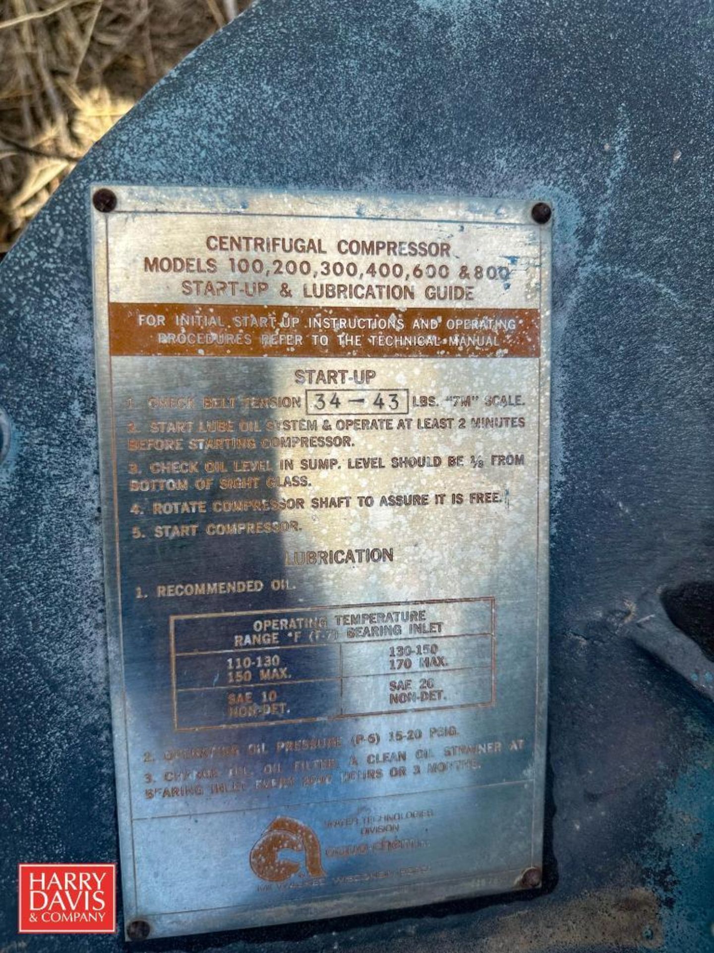 Centrifugal Compressor, Model: 200-300 - Rigging Fee: $35 - Image 2 of 3