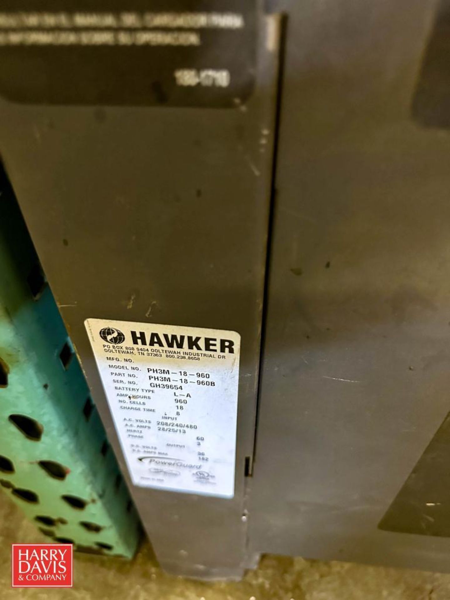 Hawker Powerguard HD Forklift Battery Charger, Model: PH3M-18-960 - Rigging Fee: $50 - Image 2 of 2