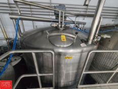4,000 Gallon (15,141 Liter) Cone-Bottom Jacketed S/S Mixing Tank with Side Sweep Agitator, CIP Spray