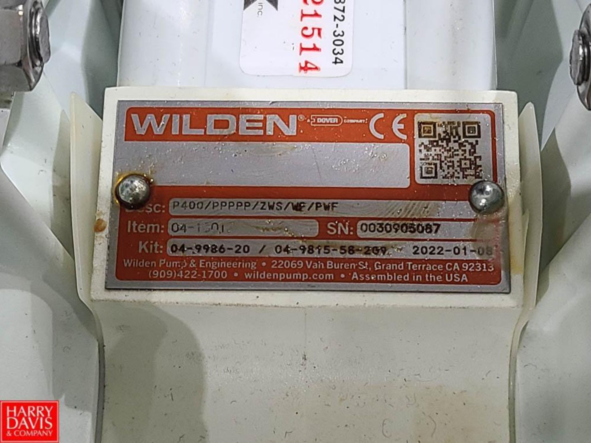 2022 Wilden Portable Diaphragm Pump, Model: P400/PPPPP/ZWS/WF/PWF, S/N: 0030905087 - Image 3 of 3