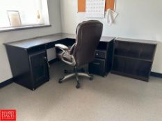 L-Shaped Desks and Chairs with Bookshelf - Rigging Fee: $300