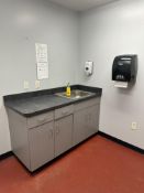 S/S Sink, Counter with Drawers, Doors, Shelving, Paper Towel Dispenser and Soap Dispenser