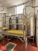 200 Gallon x 4-Tank S/S CIP Skid with S/S Routing Valves, Level Sensors and Steam Spargers - Rigging