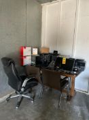 Desk, (3) Chairs, (3) Computer Monitors, HP Printer, (4) DVR's, (6) Desktop Computers and Assorted I