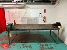 Steel Work Table, 8’ x 42” x 32" with Rigid Pipe Vice - Rigging Fee: $150
