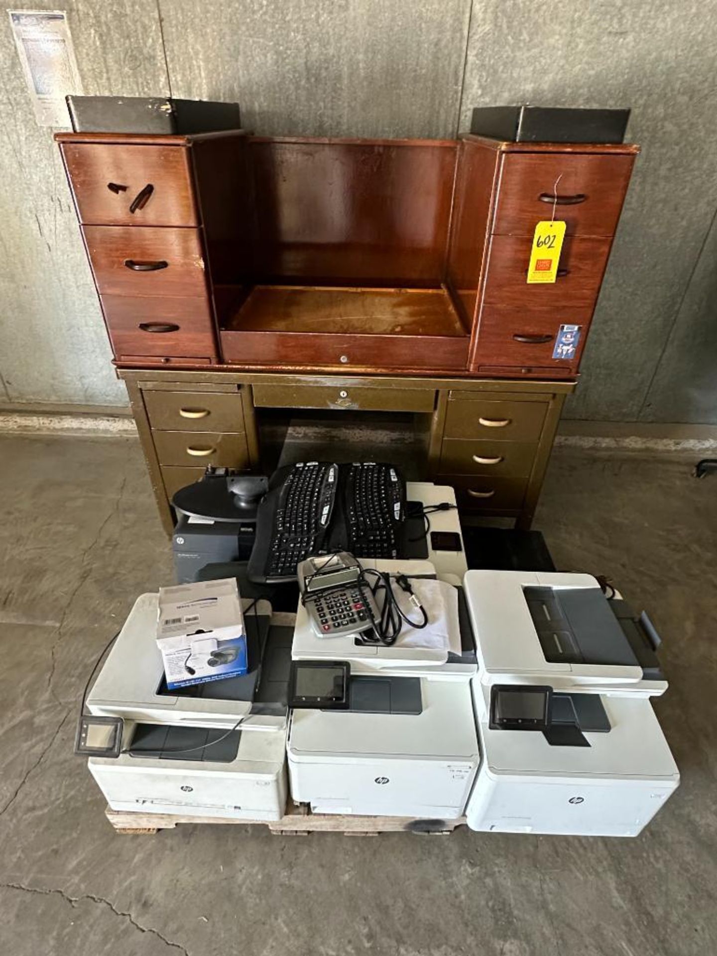 (2) Desks, (5) Printers, (2) Key Boards, Calculator and Security Camera - Rigging Fee: $150