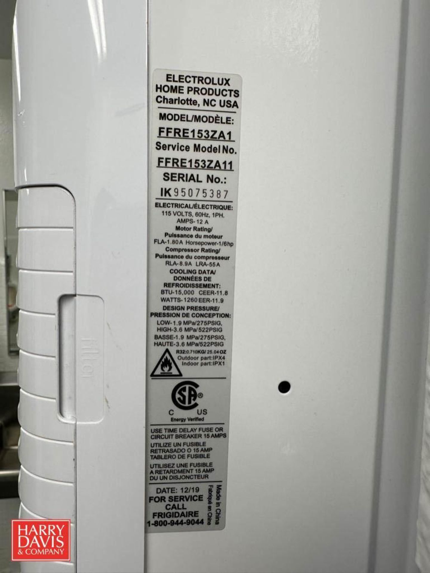 Electrolux Wall Air Conditioner Unit , Model: FFRE153ZA1 - Rigging Fee: $150 - Image 2 of 2