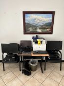 Desk, (2) Chairs, Printer, (3) Laptops, (2) Computer Monitors, (2) Desktop Computers, Computer Bag,