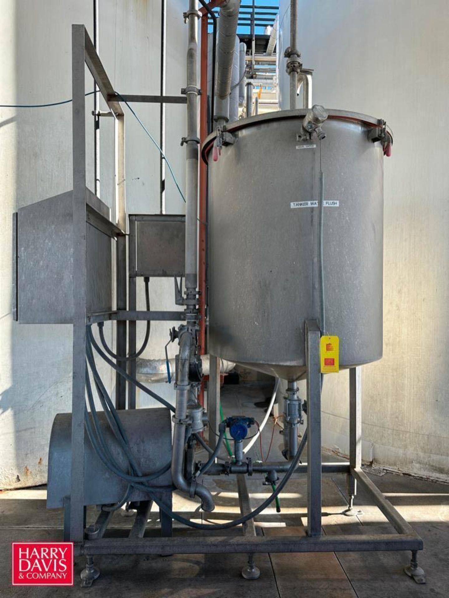 1-Tank Skid Mounted CIP System with 185 Gallon S/S Tank, Centrifugal Pump, Valves, Meters, Sensors