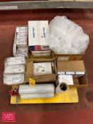 Assorted Poly Gloves, Stretch Wrap, Face Masks, 60 mL Syringes, Aprons, Trash Receptacles Liners