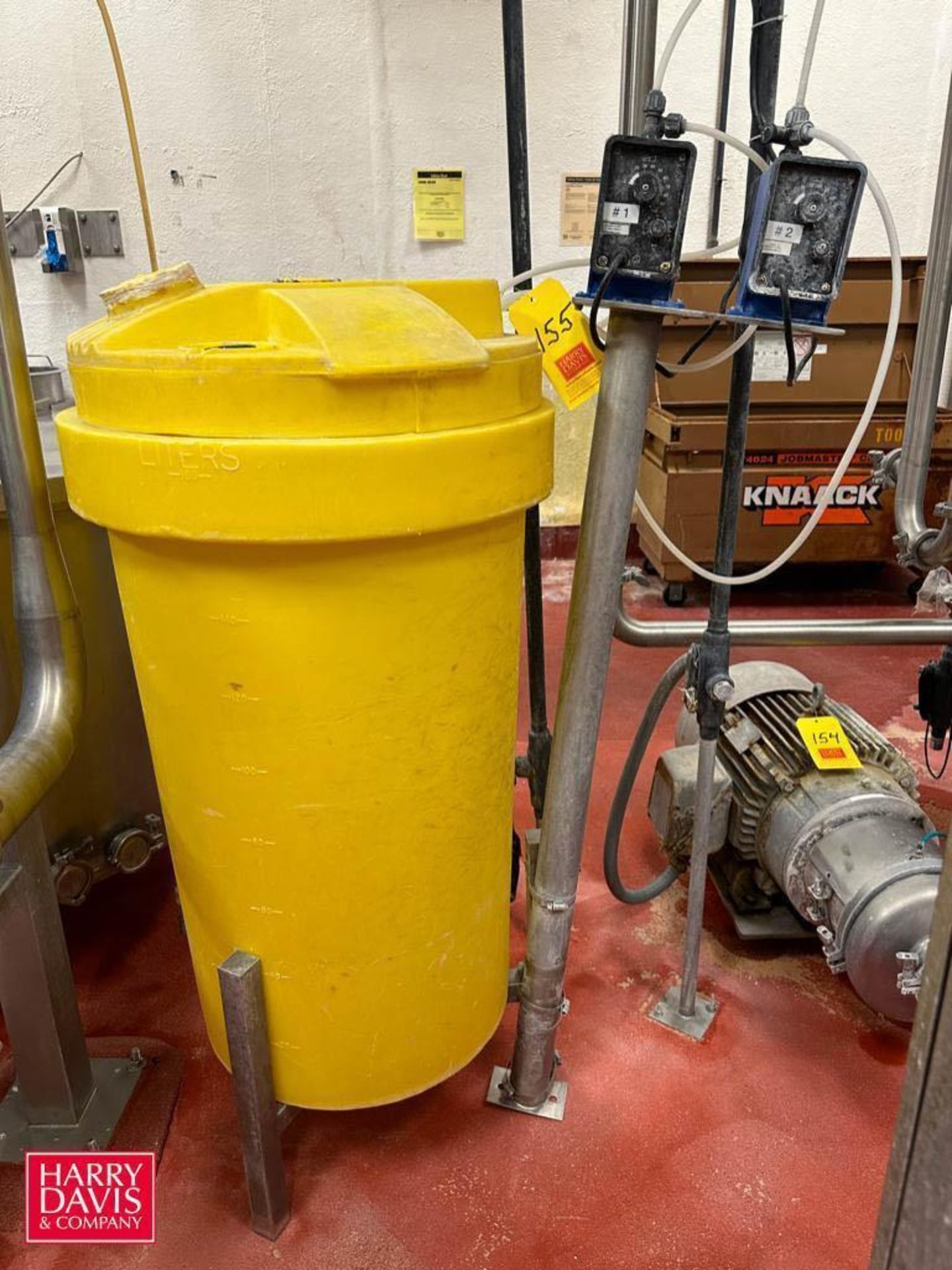 45 Gallon Poly Tank with S/S Stand and (2) Pulsation Metering Pumps - Rigging Fee: $150