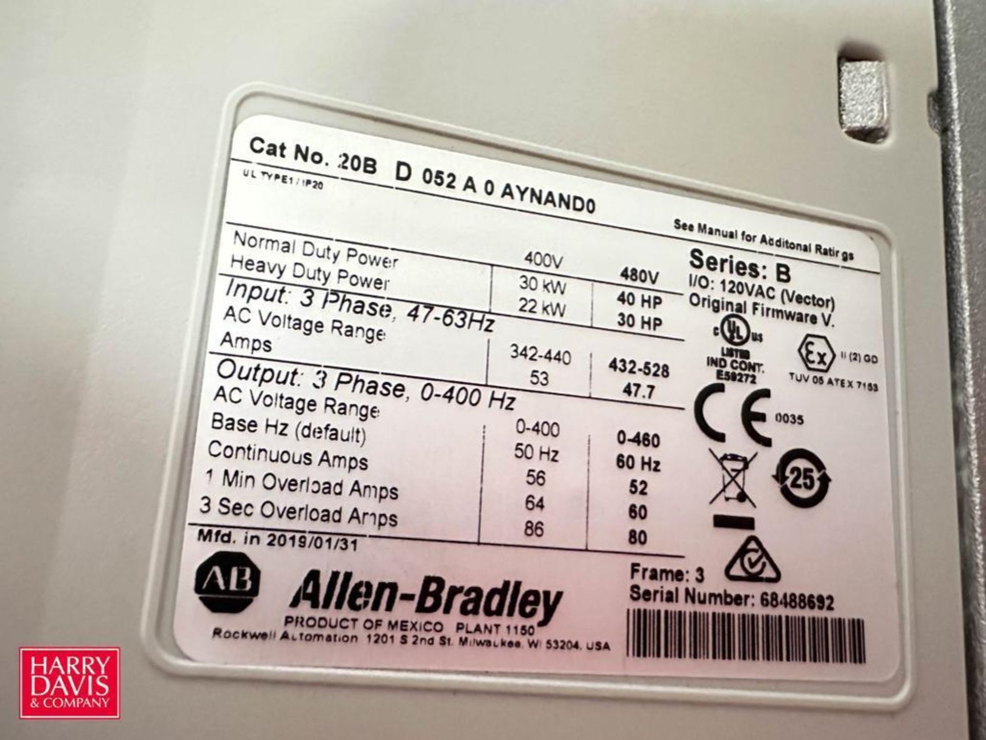 Allen-Bradley 40 HP PowerFlex 700 Variable-Frequency Drive - Rigging Fee: $75 - Image 2 of 2