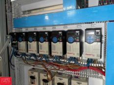 Allen-Bradley MicroLogix 1400 PLC with (2) I/O Cards, (7) PowerFlex 525 1 HP Variable-Frequency