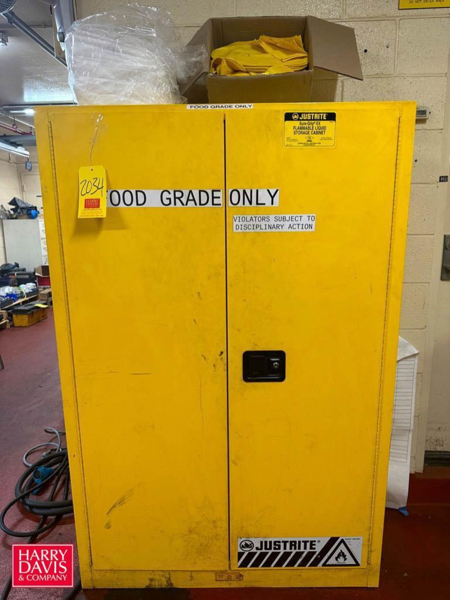 Flammable Liquid Storage Cabinet: 65" x 43” x 18” with Assorted Lubricants - Rigging Fee: $200 - Image 2 of 2