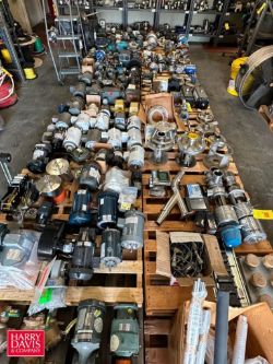 Assorted GEA Air Valves, S/S Pump Heads, S/S Ball Valve, Metering Pump and Components