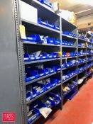 Air Knives, Mufflers, Gaskets, Regulators, Cylinders, Switches, Connectors and (3) Shelves: 73” x 3’