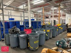 Gray Rubbermaid Tash Recepticals with Dollies - Rigging Fee: $450