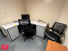 L-Shaped Desk, Bookcase, Chairs and Monitor - Rigging Fee: $200