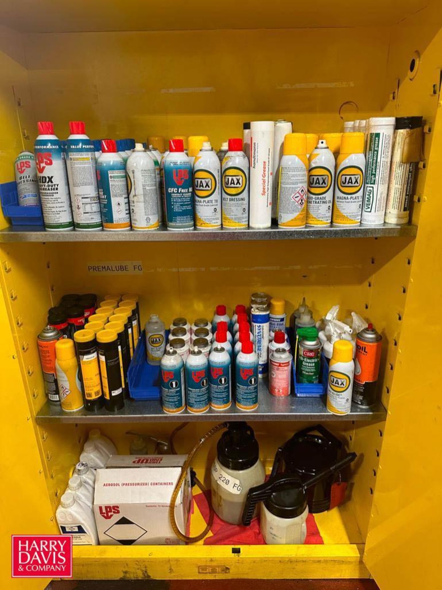 Flammable Liquid Storage Cabinet: 65" x 43” x 18” with Assorted Lubricants - Rigging Fee: $200
