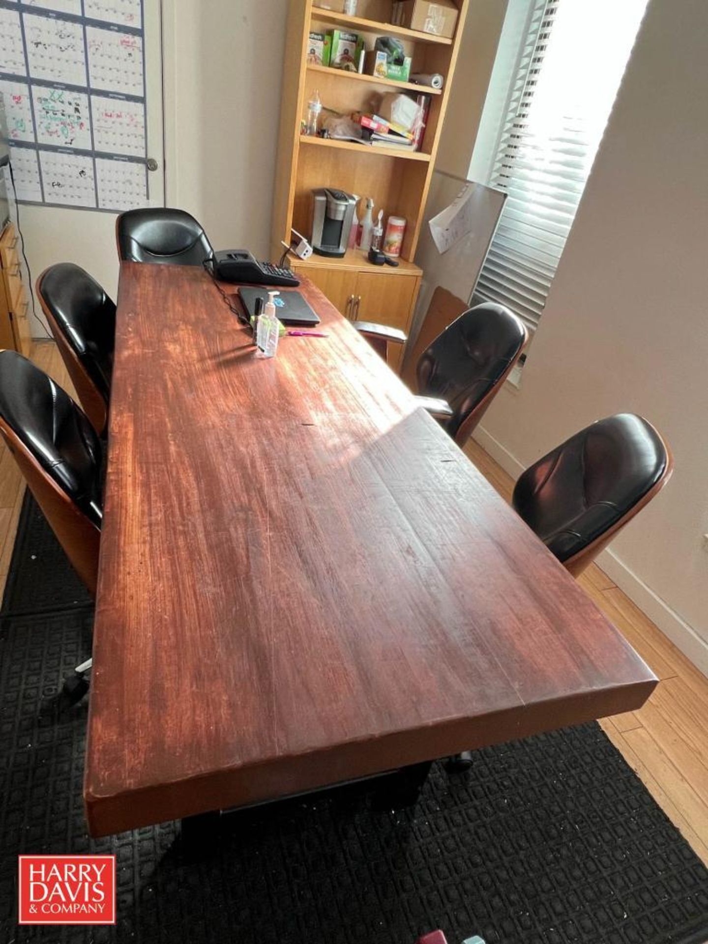 Wood Conference Table with (6) Leather Chairs - Rigging Fee: $200