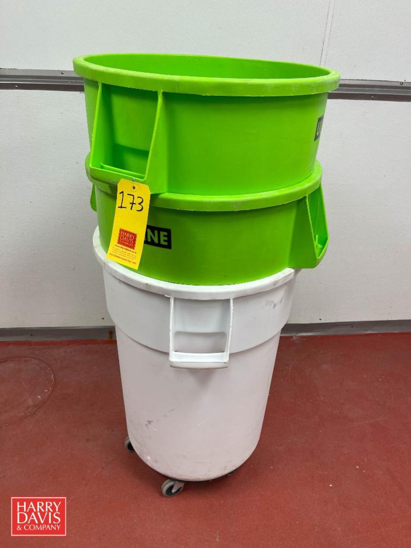Assorted Uline and Rubbermaid Garbage Cans - Rigging Fee: $25