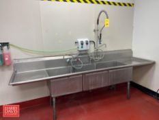 3-Compartment S/S Sink with Sprayer Faucet and Wings - Rigging Fee: $150