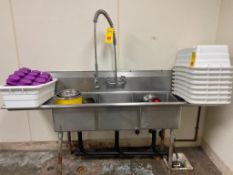 3-Compartment S/S Sink with Sprayer Faucet and Wings - Rigging Fee: $150