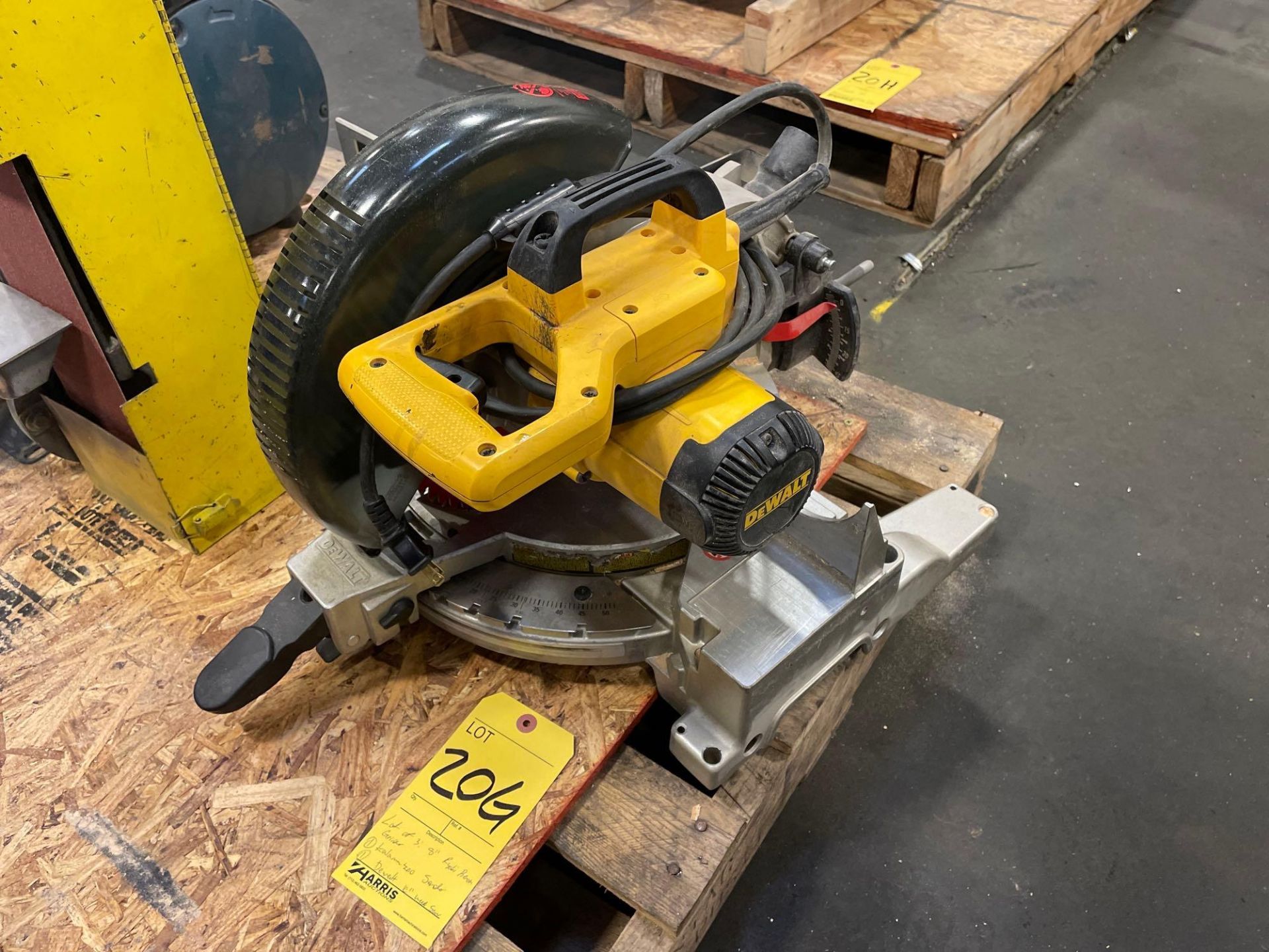 Lot of 3: (1) 8" Ryobi Bench Grinder, (1) Kalamazoo Bench Sander, (1) DeWalt 10" Wood Saw - Image 2 of 5