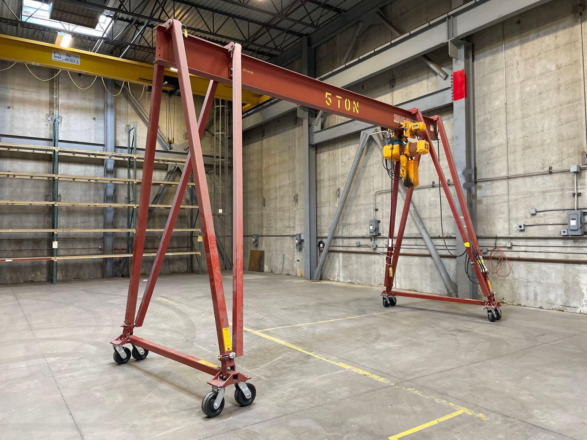 5 Ton A-Frame Gantry Crane on Casters with 5 Ton Harrington Hoist - Image 6 of 6