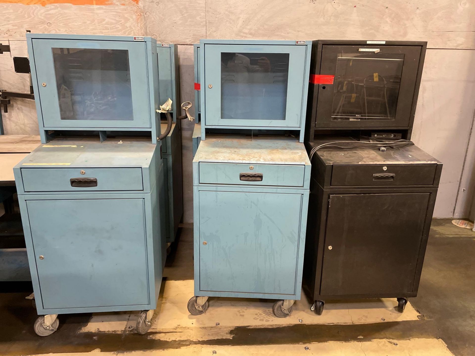 Lot of 3: Global Computer Cabinets on Casters with Scanner Holder, 23" X 25" X 63" - Image 3 of 5