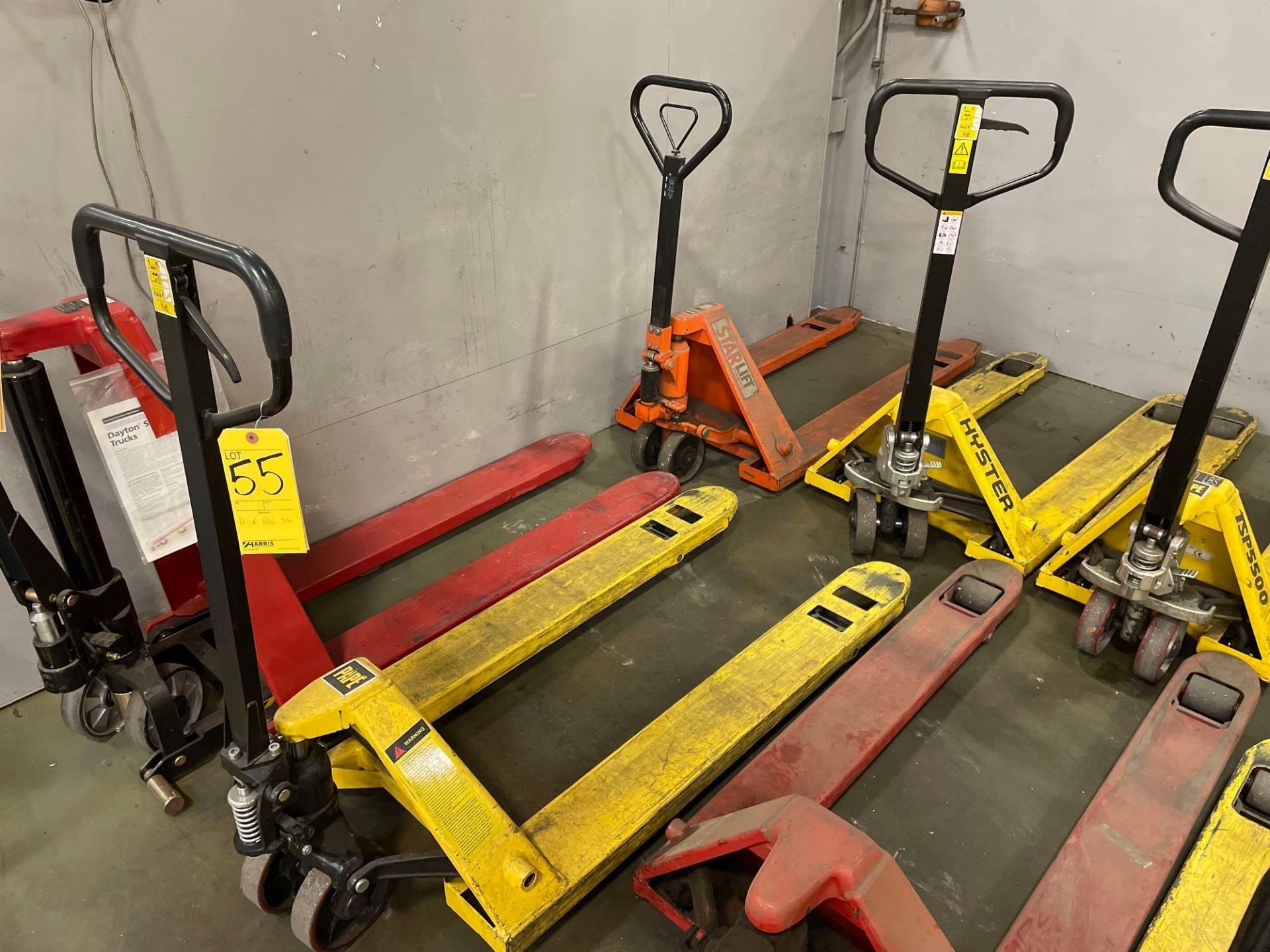 Lot of 2 Pallet Jacks: (1) Pape, max. 5,500 lbs., (1) Hyster, max. 5,500 lbs.