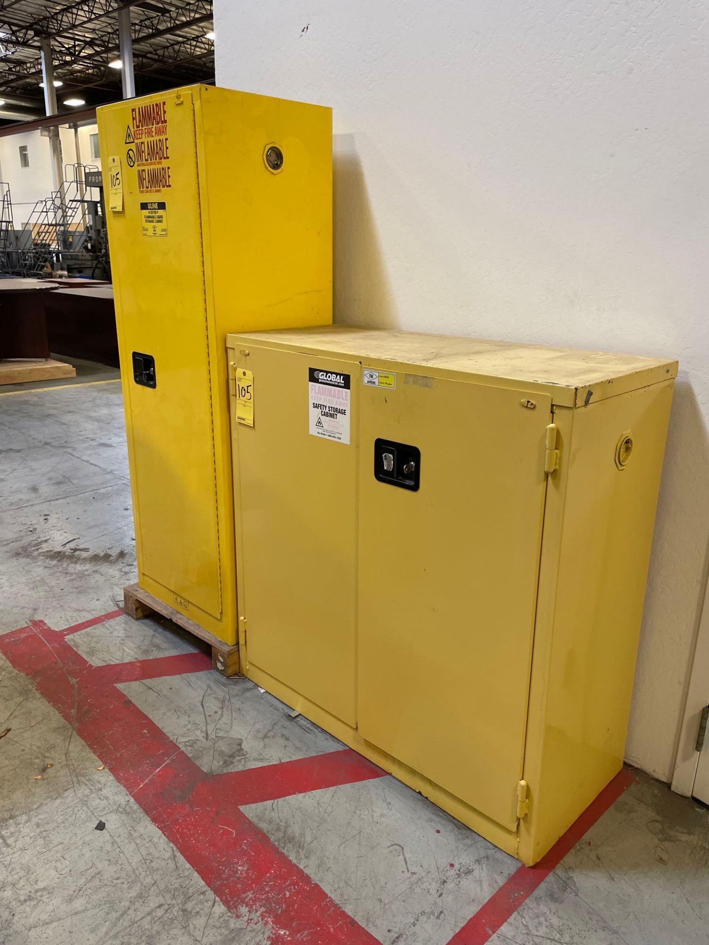 Lot of 2: Flammable Cabinets, (1) Uline, 23" X 18" X 65", (1) Global Industrial, 43" X 18 1/2" X 44" - Image 6 of 6